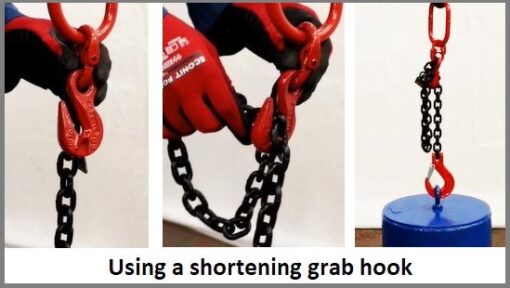 using a shortening grab hook on a chain sling