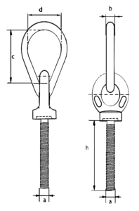 Long Shank Collared Eye Bolts with Egg Link dimensions 1