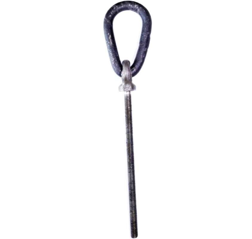 Long Shank Collared Eye Bolts with reevable Egg Link
