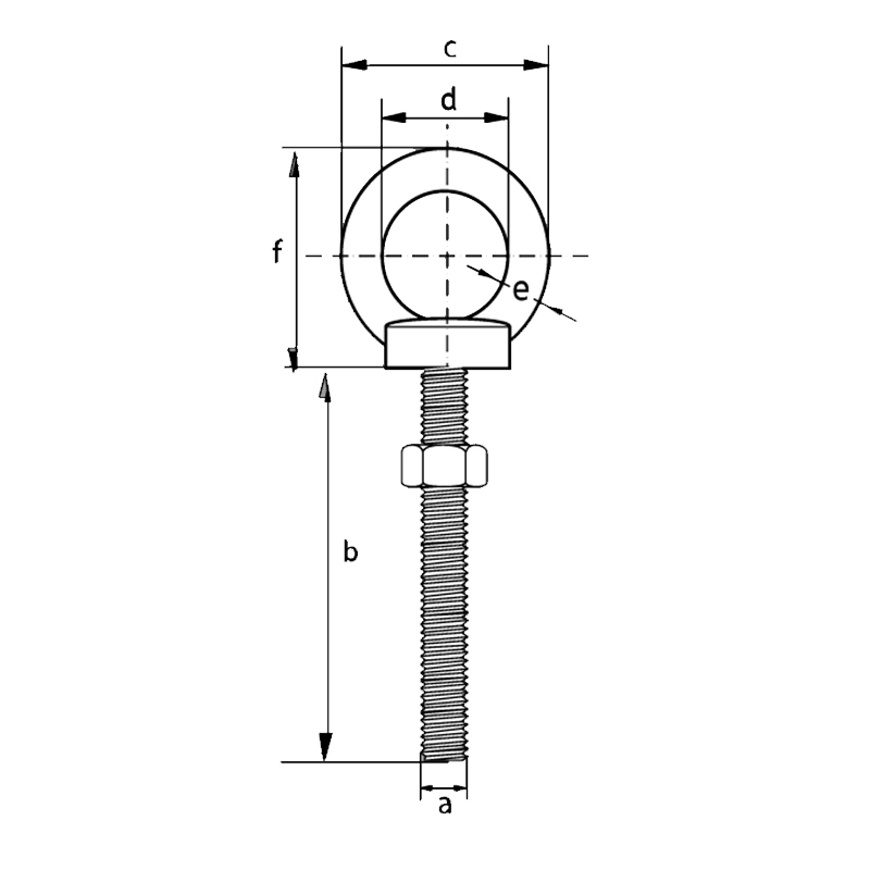 long shank stainless eye bolt dimensions